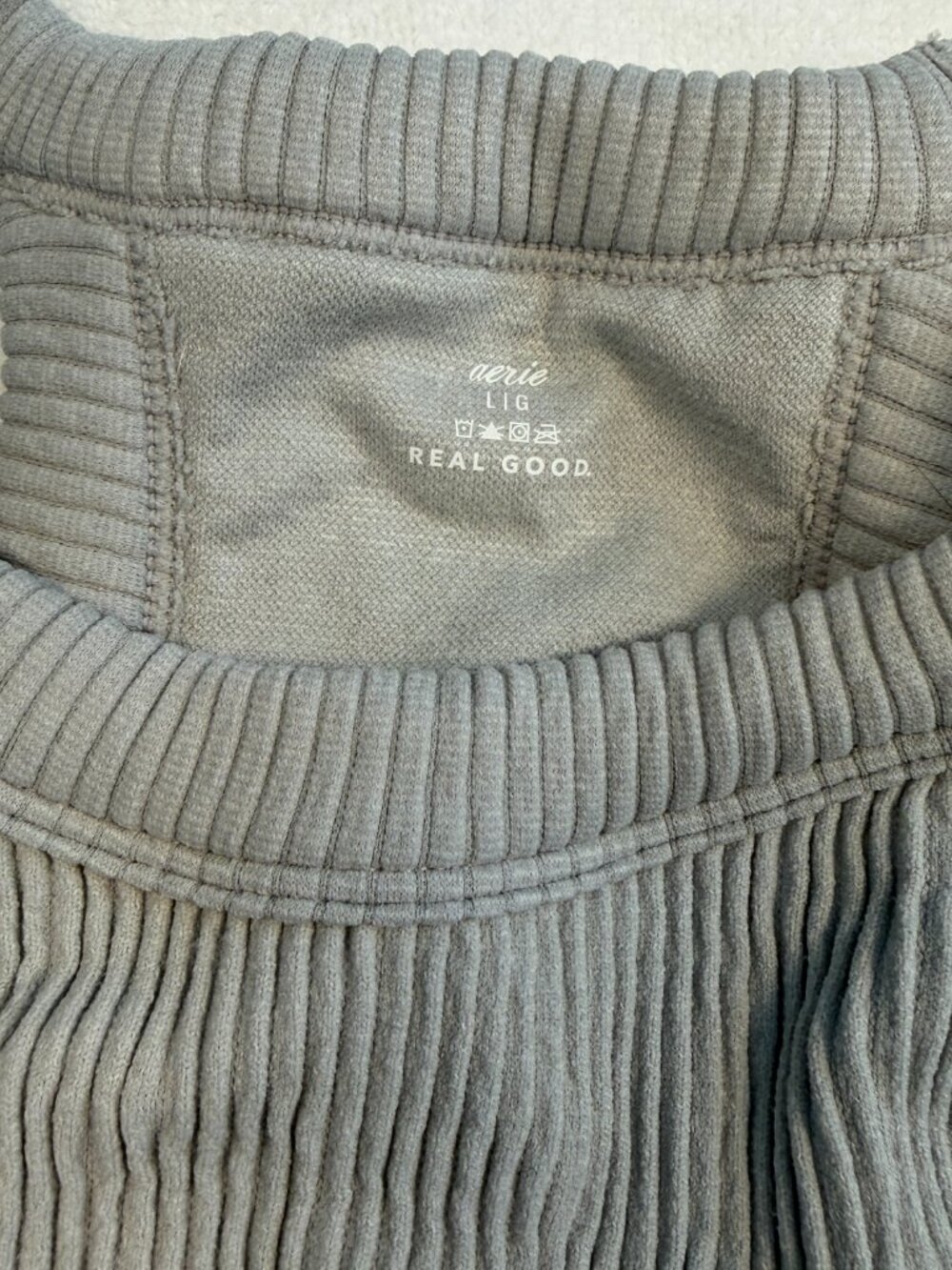 NWT Aerie Womens Ribbed Crop Top Gray High Neck Sleeveless Tank Large - Picture 4 of 4